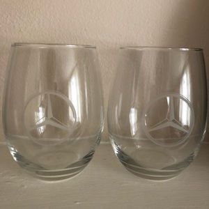 Mercedes Benz stemless wine glasses, set of 4.